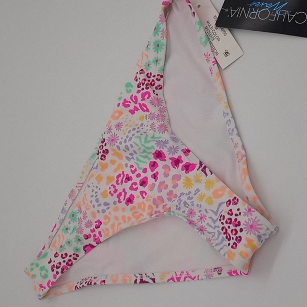 California Waves Floral Print Hipster Bikini Swim Bottom Multicolor M